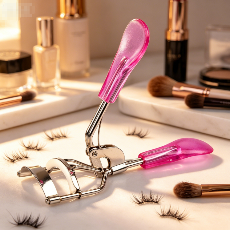 Pink Eyelash Curler for Women, Professional Eyelash Lift Tool with Pink Handle, Reusable Eye Lash Curler for Girls, Natural Eyelash Shaping Makeup Tool