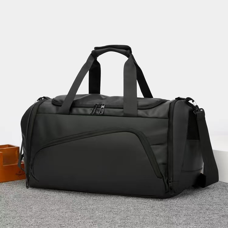 Unisex Large Sports Gym Bag Travel Duffel Bag Wet Dry Separation Luggage Weekend Overnight Bag Black