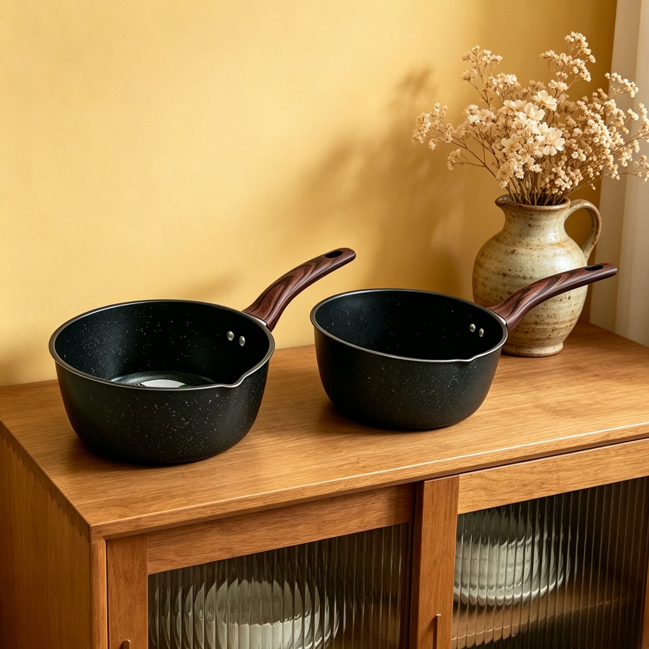 Versatile Sufuria Pot Non-stick Thick Marble Coating Pan Aluminum Frying Pan Suitable for Induction Cookers