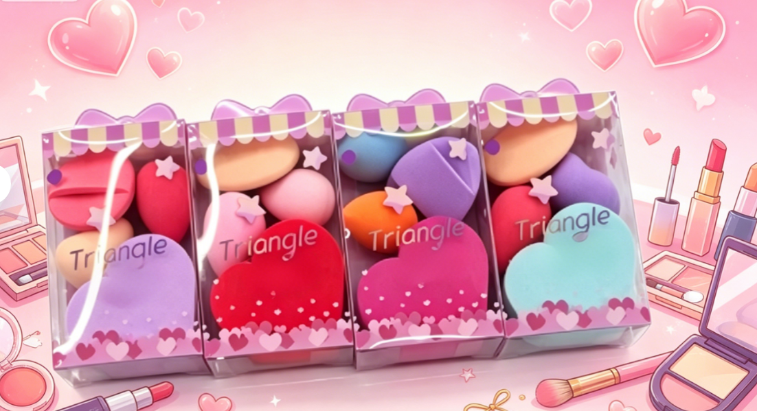 4Pcs Dual Purpose Makeup Sponge & Powder Puff Set Soft Flawless Face Blender Thickened Cosmetic Puff With Clear Box