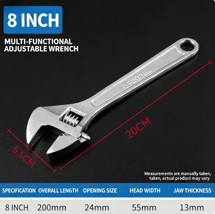 Adjustable Wrench Large Opening Long Handle Universal Spanner Carbon Steel Heavy Duty Mechanical Workshop Hand Repair Tools，Adjustable Spanner, Universal Wrench, Long Handle Spanner