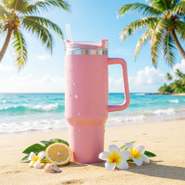 Water Cup | Insulated Stainless Steel Cup | Shaker Bottle | Large Capacity with Handle | Travel Mug | With Lid & Straw | Dishwasher Safe | Fits Car Cup Holders