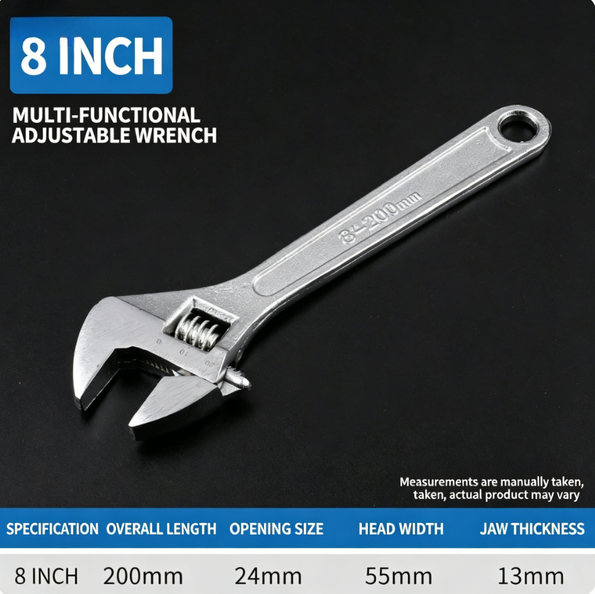 Adjustable Wrench Large Opening Long Handle Universal Spanner Carbon Steel Heavy Duty Mechanical Workshop Hand Repair Tools，Adjustable Spanner, Universal Wrench, Long Handle Spanner
