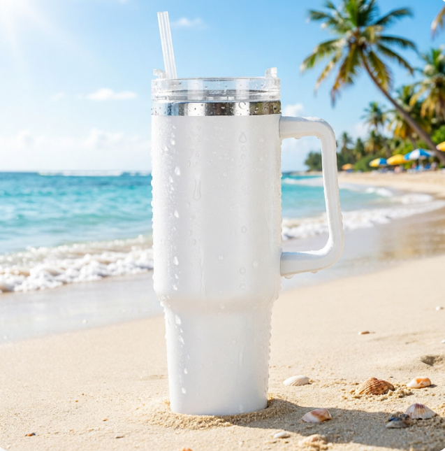 Water Cup | Insulated Stainless Steel Cup | Shaker Bottle | Large Capacity with Handle | Travel Mug | With Lid & Straw | Dishwasher Safe | Fits Car Cup Holders