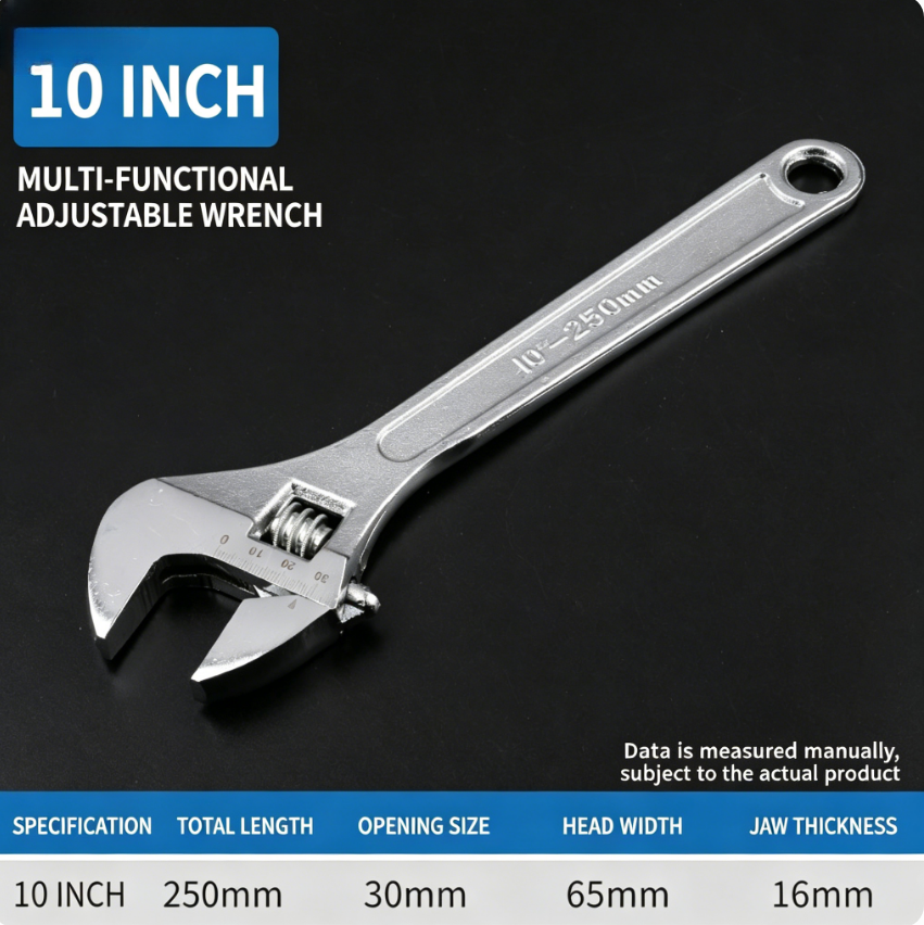 Adjustable Wrench Large Opening Long Handle Universal Spanner Carbon Steel Heavy Duty Mechanical Workshop Hand Repair Tools，Adjustable Spanner, Universal Wrench, Long Handle Spanner