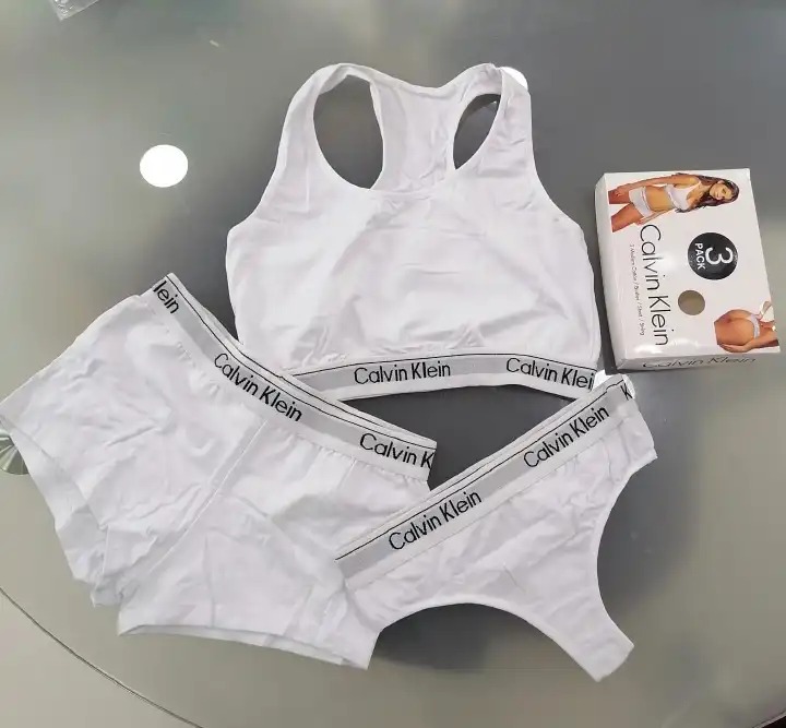 Calvin Klein 3-Piece Women's Underwear Set; Seamless Thong, Hotpant and Sportsbra - Sexy and Comfortable Ladies Briefs Lingerie