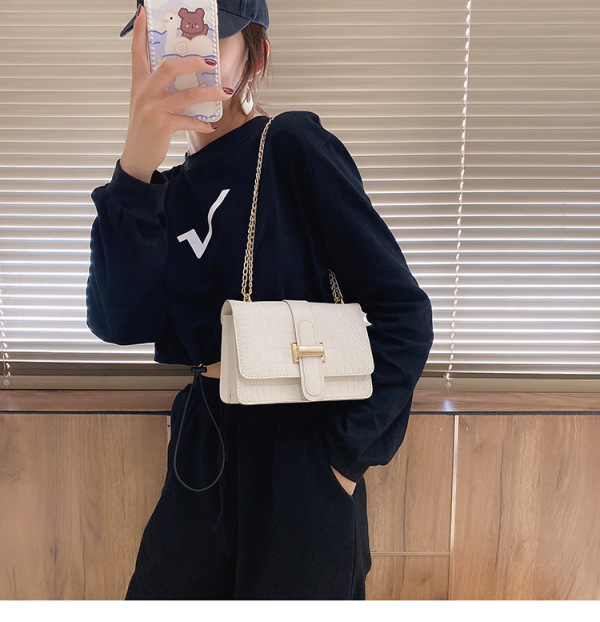 Bag ladies shoulder bag stone grain messenger bag ladies bag  new embossed solid color small square bag