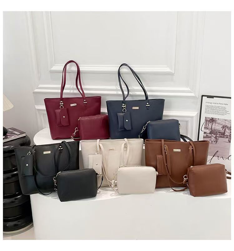 three-piece set Tote bag Big bag female Soft skin Large capacity Versatile Foreign style handbag Shoulder bag wholesale