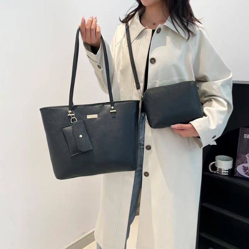 three-piece set Tote bag Big bag female Soft skin Large capacity Versatile Foreign style handbag Shoulder bag wholesale
