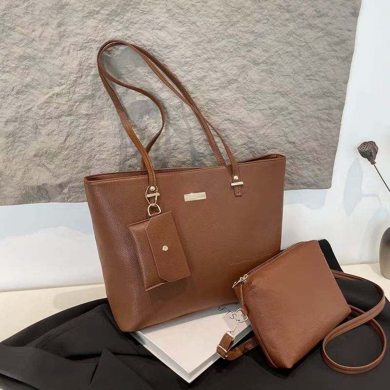 three-piece set Tote bag Big bag female Soft skin Large capacity Versatile Foreign style handbag Shoulder bag wholesale