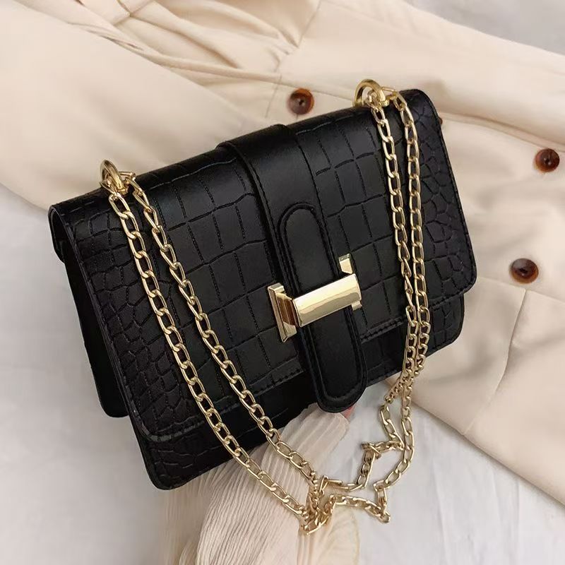 Bag ladies shoulder bag stone grain messenger bag ladies bag  new embossed solid color small square bag