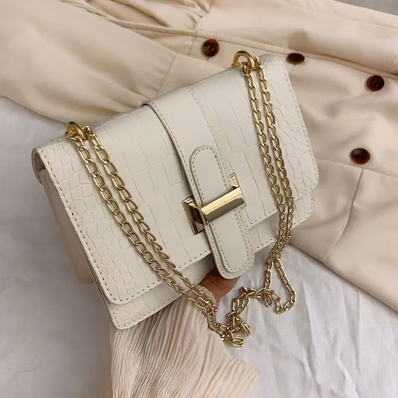 Bag ladies shoulder bag stone grain messenger bag ladies bag  new embossed solid color small square bag