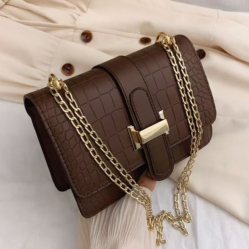 Bag ladies shoulder bag stone grain messenger bag ladies bag  new embossed solid color small square bag