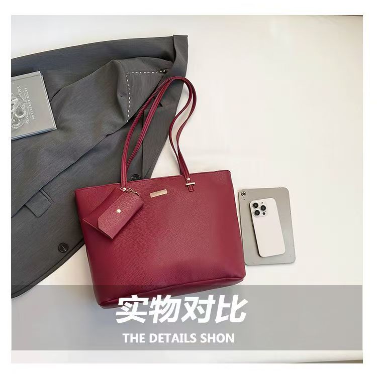 three-piece set Tote bag Big bag female Soft skin Large capacity Versatile Foreign style handbag Shoulder bag wholesale