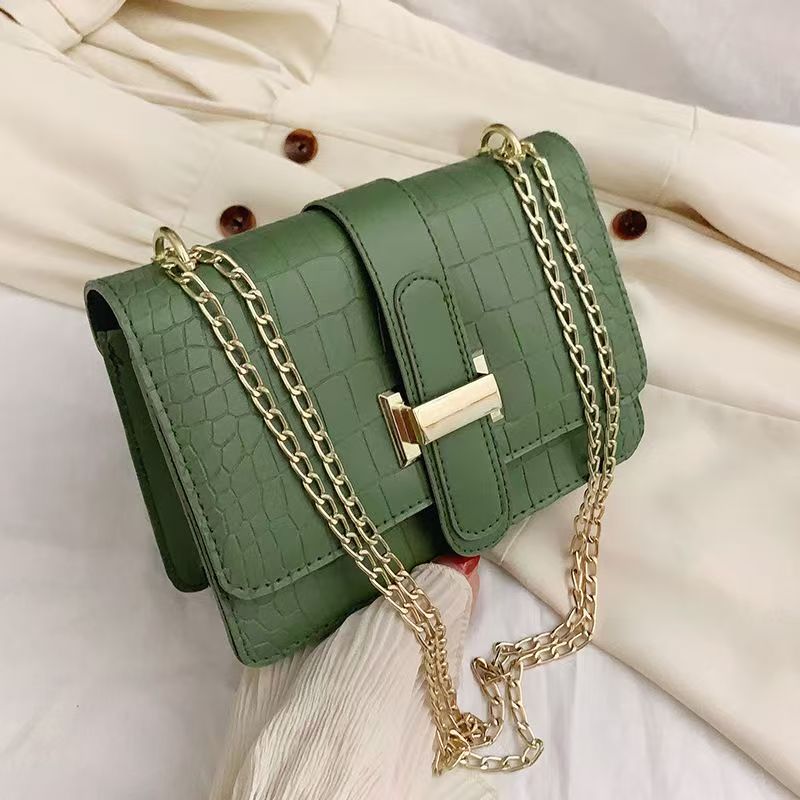 Bag ladies shoulder bag stone grain messenger bag ladies bag  new embossed solid color small square bag