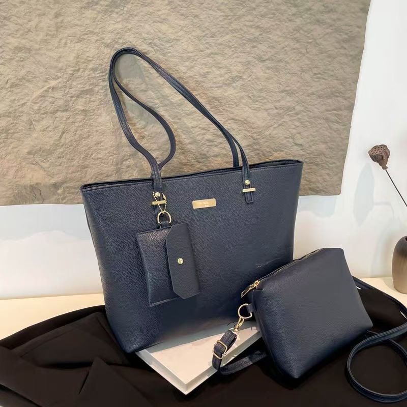 three-piece set Tote bag Big bag female Soft skin Large capacity Versatile Foreign style handbag Shoulder bag wholesale