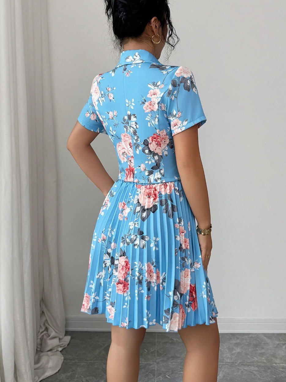 New Spring Autumn Women Fashion Two Piece Dress Set Elegant Floral Print Casual Top High Waist Midi Skirt Matching Outfit Lady Casual Party Daily Wear