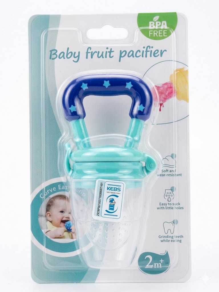 2-in-1 Baby Fruit Feeder Pacifier & Silicone Teether Toy - BPA-Free Infant Food Nibbler with Protective Cap + Free Pacifier Clip