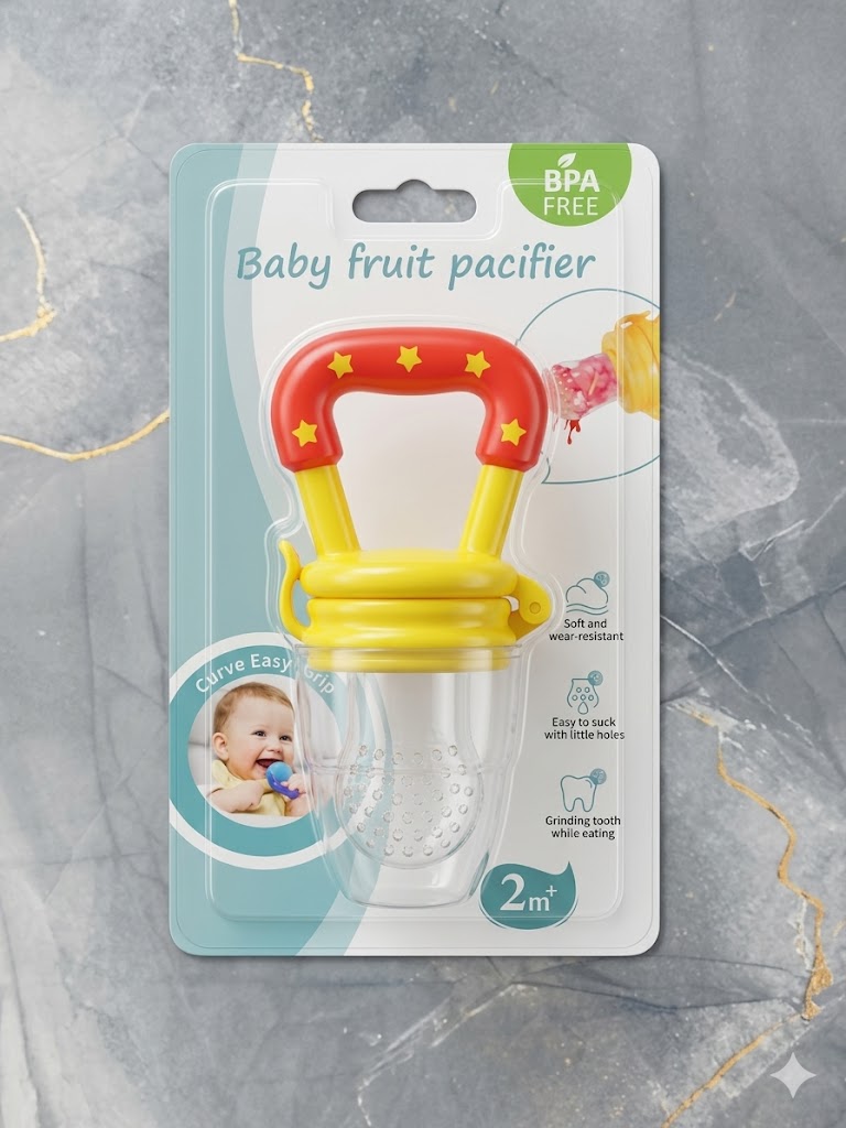 2-in-1 Baby Fruit Feeder Pacifier & Silicone Teether Toy - BPA-Free Infant Food Nibbler with Protective Cap + Free Pacifier Clip