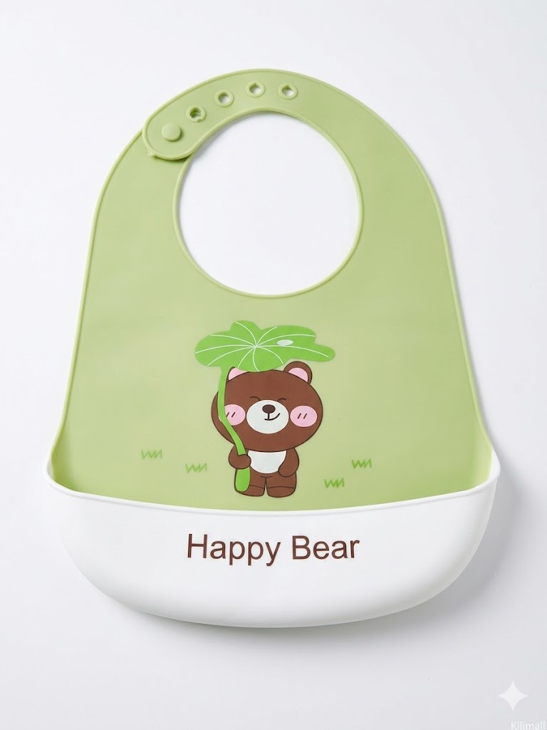 Waterproof Silicone Baby Bib – Soft BPA-Free Elephant Design with Food Catcher Pocket.