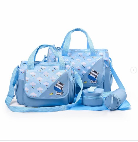 Multifunctional 5-Piece Waterproof Baby Changing Bag Set/ Diaper Bag with Milk Bottle Holder