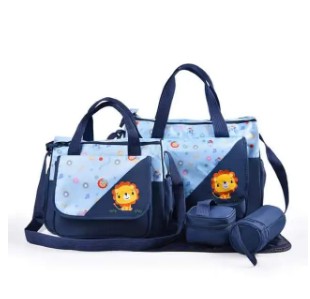 Multifunctional 5-Piece Waterproof Baby Changing Bag Set/ Diaper Bag with Milk Bottle Holder
