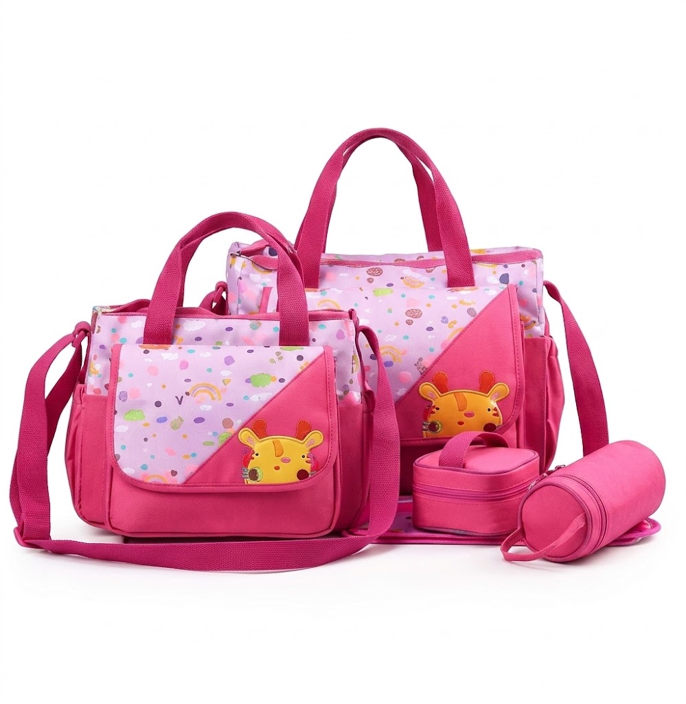 Multifunctional 5-Piece Waterproof Baby Changing Bag Set/ Diaper Bag with Milk Bottle Holder