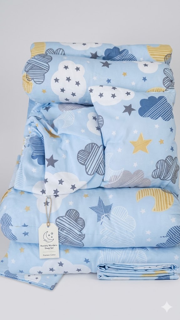 Baby Cot Bumper Safety Shield: Padded Anti-Bump Barrier with 2 Bolsters and Head Support