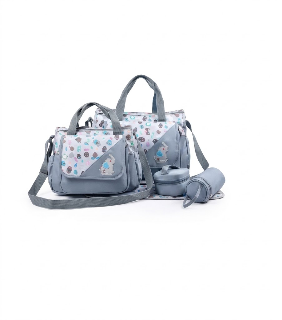 Multifunctional 5-Piece Waterproof Baby Changing Bag Set/ Diaper Bag with Milk Bottle Holder