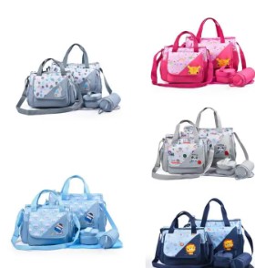 Multifunctional 5-Piece Waterproof Baby Changing Bag Set/ Diaper Bag with Milk Bottle Holder