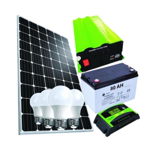 Sunlight Solar 100W Solar Panel Fullkit + 80AH Solar Battery + 300W Solar Inverter + 10AH Solar Charge Controller + 5 DC Bulbs + 10M Cable : 25 Years Warranty