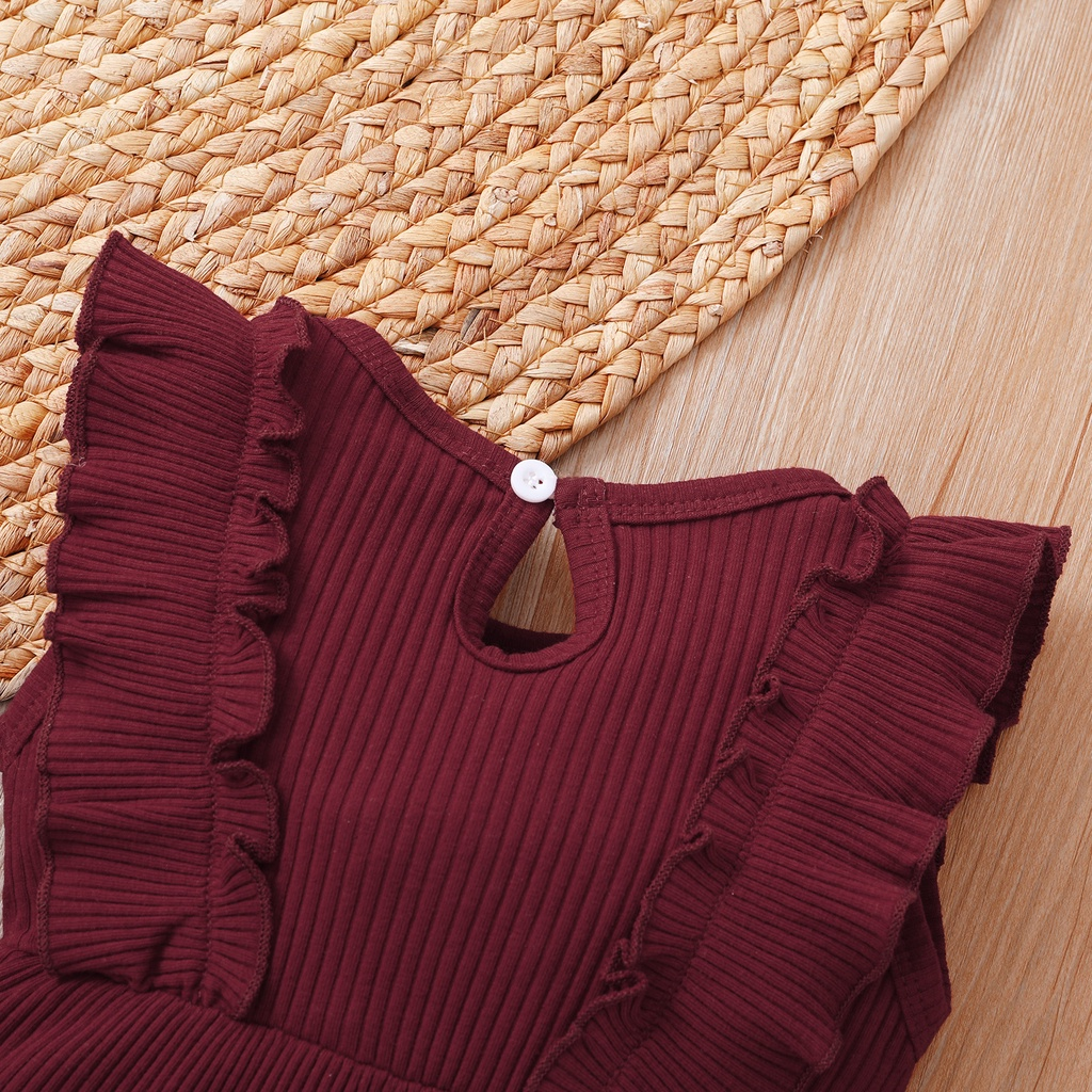 0-18 Month Newborn Baby Girl Sleeveless Ribbed Romper with Headwear/ Toddler Baby Girl Solid Color Basic Style Jumpsuit/ NewYear Fashion Baby Clothes