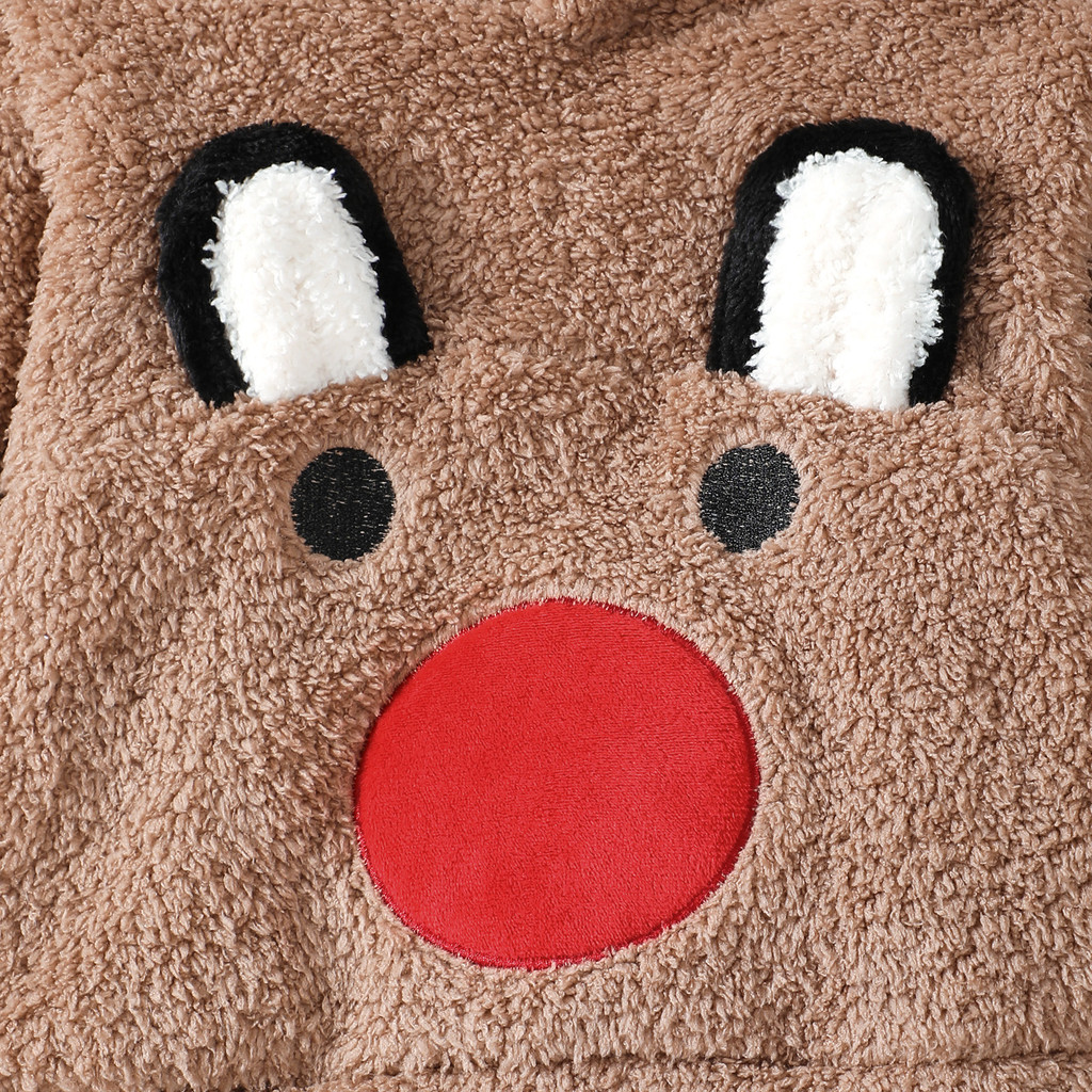 2pcs 0-3Years Toddler Baby Boy  Winter Christmas Clothing Set Plush Deer Print Hooded Sweatshirt with Pants Fashion Warm for Kid Wear