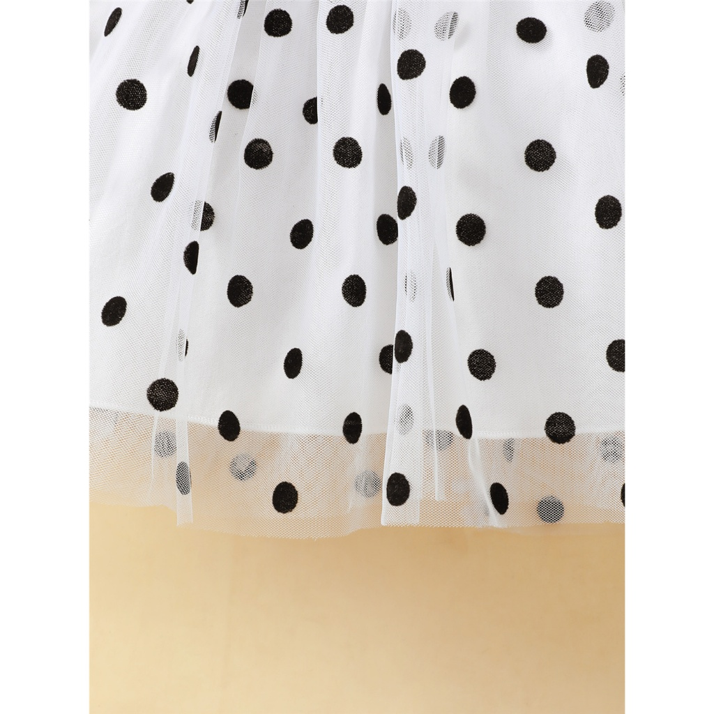 【 1-6Y 】 Girl's flying sleeve polka dot mesh dress, baby princess dress, baby's summer breathable mesh dress, 1-6 year old little girl's birthday party dress, sweet fluffy dress