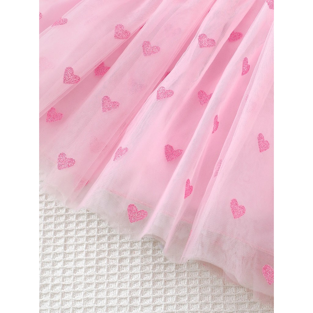 Dresses for 0-3Years Toddler Baby Girl 2pcs Clothing Set Pink Short Sleeved Cardigan Sling Flower Embroidered Love Mesh Dress Fashion Cute Style Infant Baby Daily Outfit
