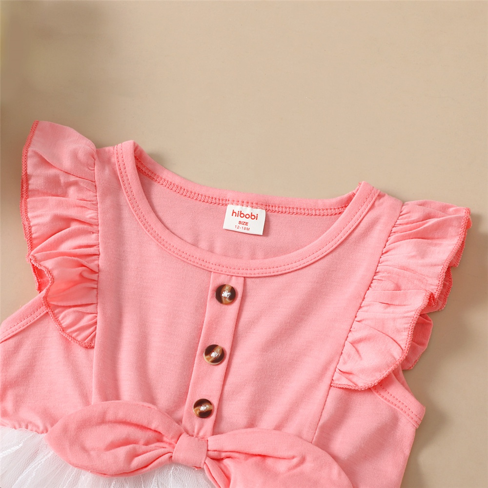 1-5Years Kids Girl Princess Dress Pink Butterfly Design Ruffle Sleeveless Tulle Dress Toddler Baby Girl Birthday Partywear Fashion Summer Sundress Beachwear