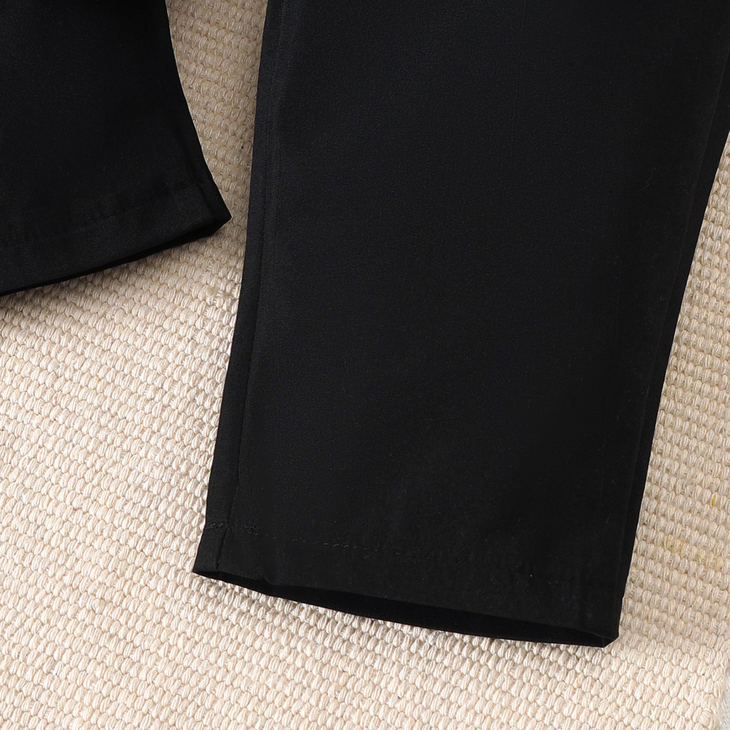 Baby Boys Formal Suit 2Pcs (Shirt + Pants) with Bow Tie for 6M-3Yrs Kids, Black Gentleman Outfit for Wedding/Party/Photoshoot