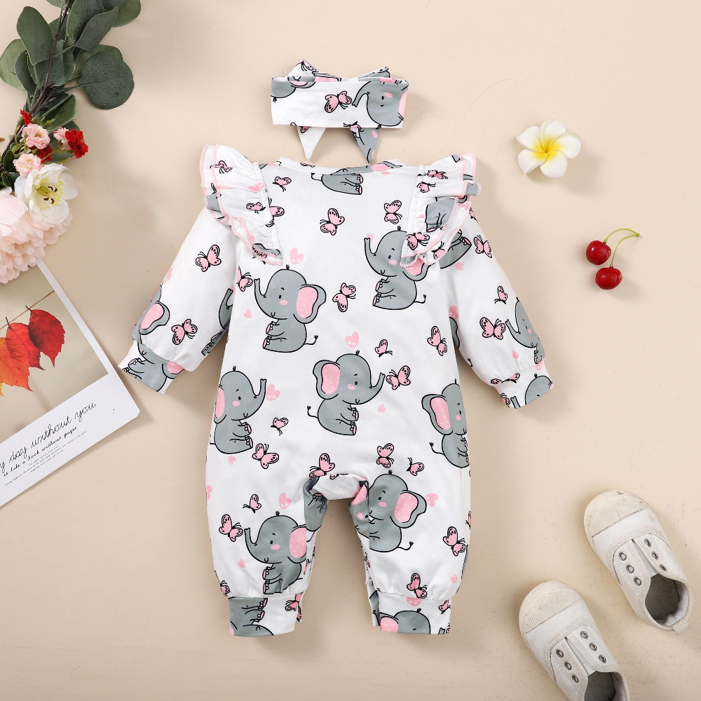 0-1 Year Newborn Baby Girl Romper Clothing Set Cute Cartton Jumpsuit + Headband 2pcs Set Baby Outfits Winter Sleepwear Infant Baby Pajamas Fashion And Leisure