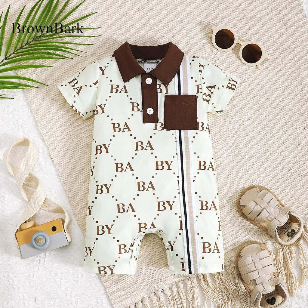 Men's baby short sleeved jumpsuit, men's suit, baby British style clothing, 1-24 months baby banquet clothing, breathable and comfortable