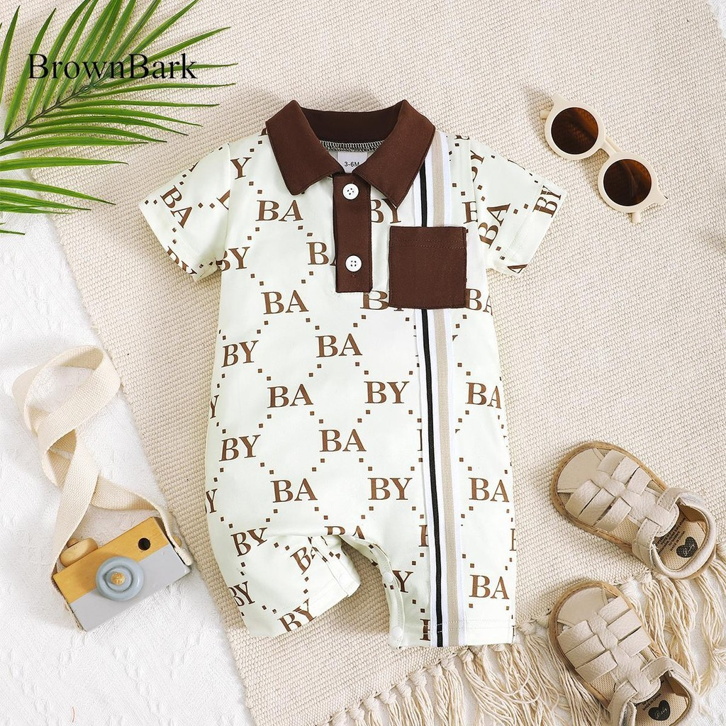Men's baby short sleeved jumpsuit, men's suit, baby British style clothing, 1-24 months baby banquet clothing, breathable and comfortable
