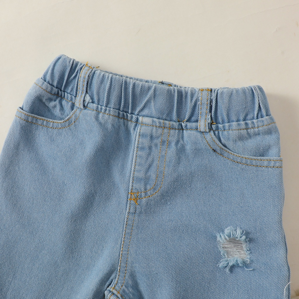 Suits for 1-4 Years Toddler Baby Girl Denim 2PCS Long Sleeve Fresh Floral Blouse with Ripped Holes Jeans Leisure Retro Design Baby Clothing