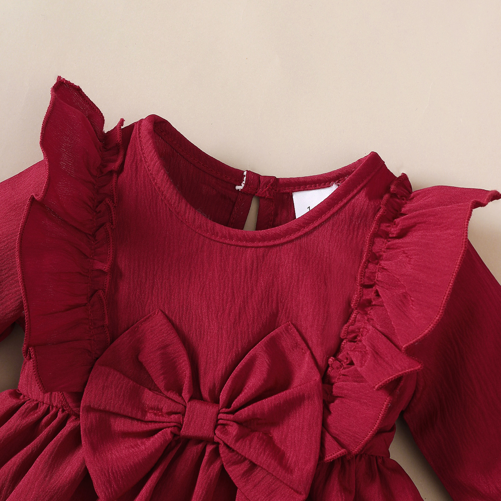 Dress for 1-18Months Newborn&Toddler Baby Girl Dress with Ruffled Edges and Bow, Long Sleeved Dress and Headband Set