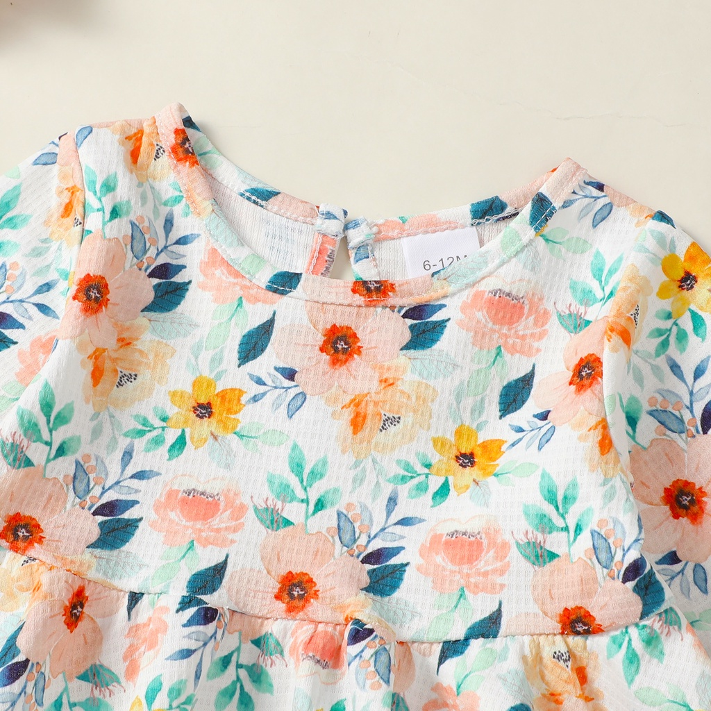 Suits for 1-4 Years Toddler Baby Girl Denim 2PCS Long Sleeve Fresh Floral Blouse with Ripped Holes Jeans Leisure Retro Design Baby Clothing