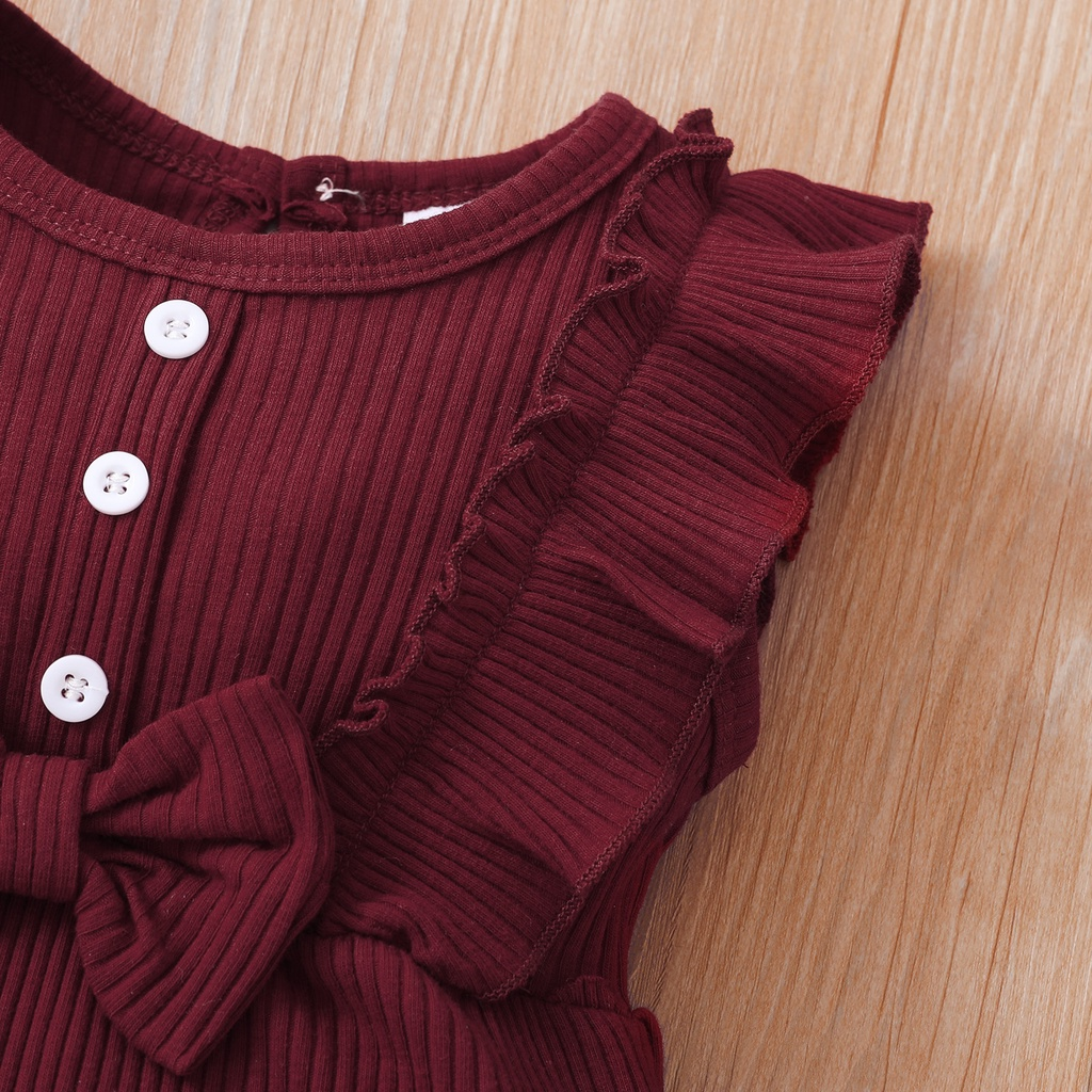 0-18 Month Newborn Baby Girl Sleeveless Ribbed Romper with Headwear/ Toddler Baby Girl Solid Color Basic Style Jumpsuit/ NewYear Fashion Baby Clothes