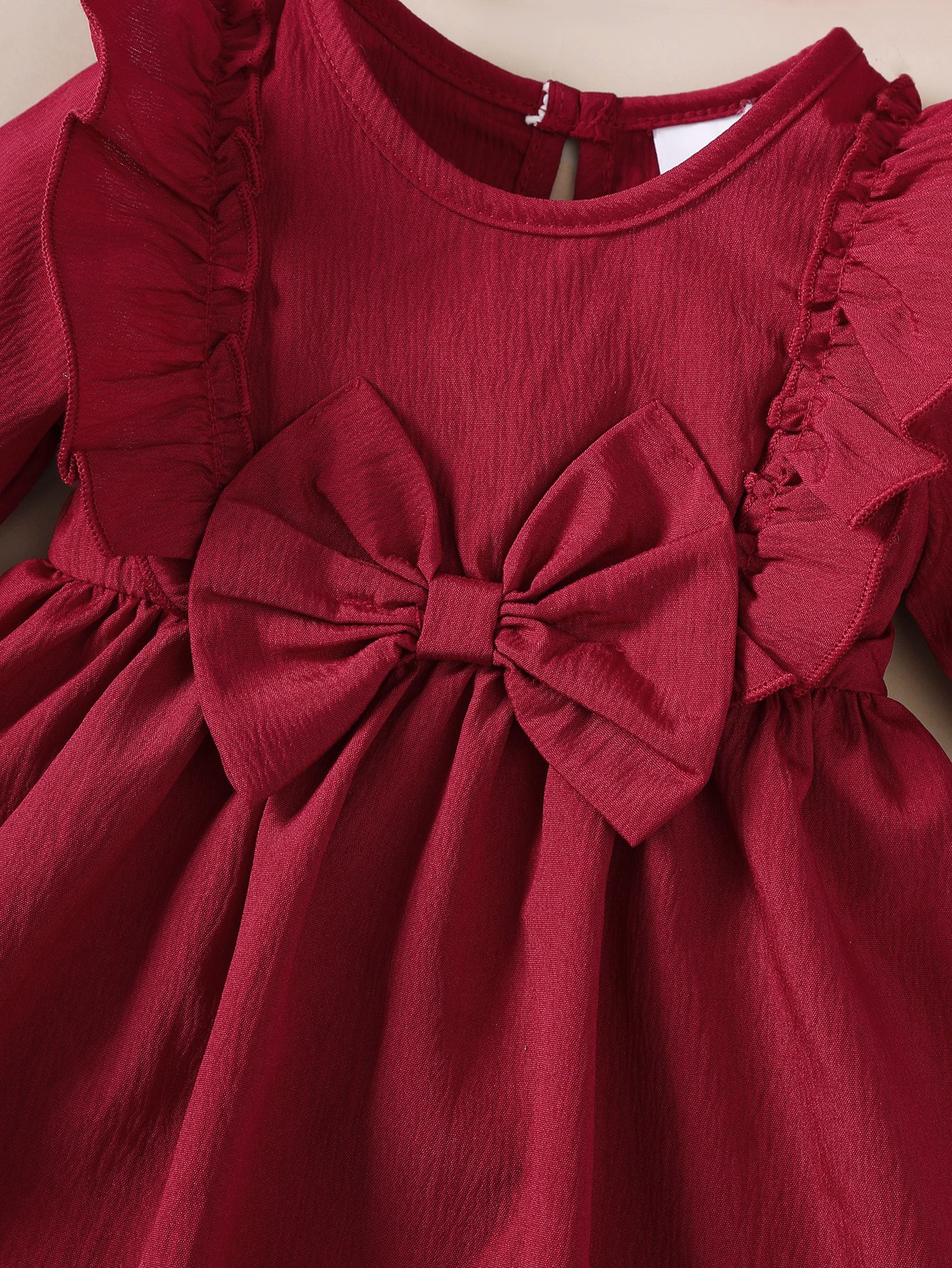 Dress for 1-18Months Newborn&Toddler Baby Girl Dress with Ruffled Edges and Bow, Long Sleeved Dress and Headband Set