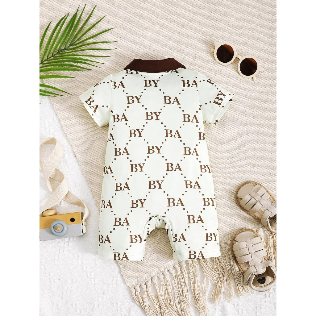 Men's baby short sleeved jumpsuit, men's suit, baby British style clothing, 1-24 months baby banquet clothing, breathable and comfortable
