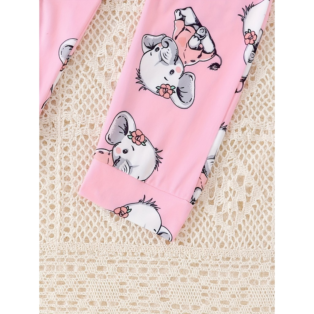 1-24 Months Toddler Baby Girl 2pcs Clothes Set Long Sleeve Elephant Print Romper with Hat Fashion Cute Style Newborn Baby Girl Photograp Outfit