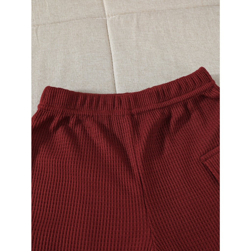 【6M-3Y】 2-Piece Baby Boys Outfit: Waffle Knit Color-Block T-Shirt with Letter Print + Matching Shorts with Cargo Pockets – Summer Casual Set