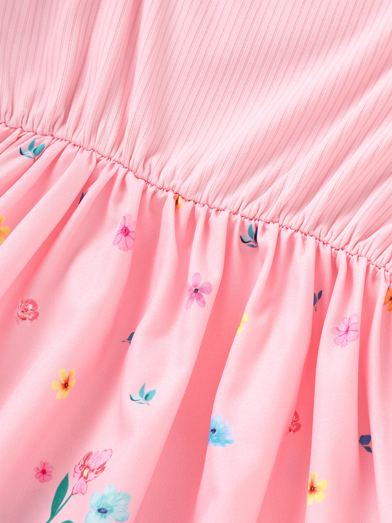 Dress for Kid Girl 4-7 Years Sleevless Summer Pink Floral Sling Dresses Leisure Fashion Daily Birthday Party Wear Soft Cute Design