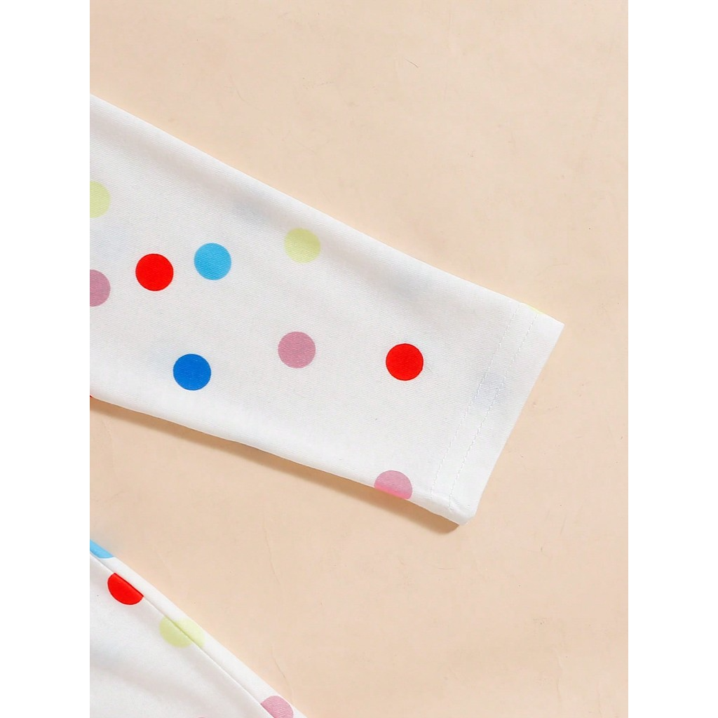 4-7 Years Kid Girl Dress Long Sleeved Rainbow Print Polka Dots Princess Dress Fashion Cute Style Child Girl Daily Wear